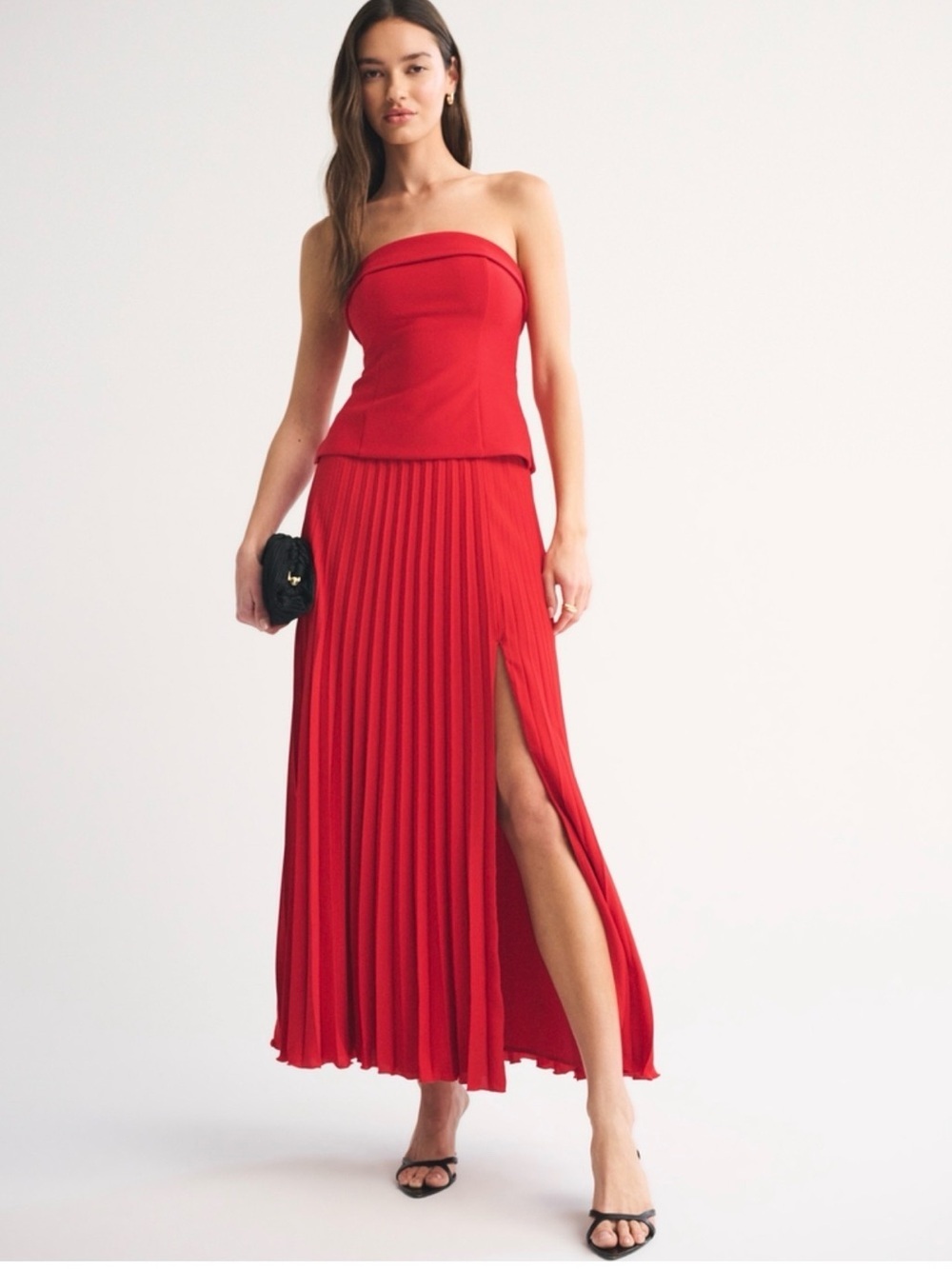 Abercrombie & Fitch High Rise Pleated Maxi Skirt